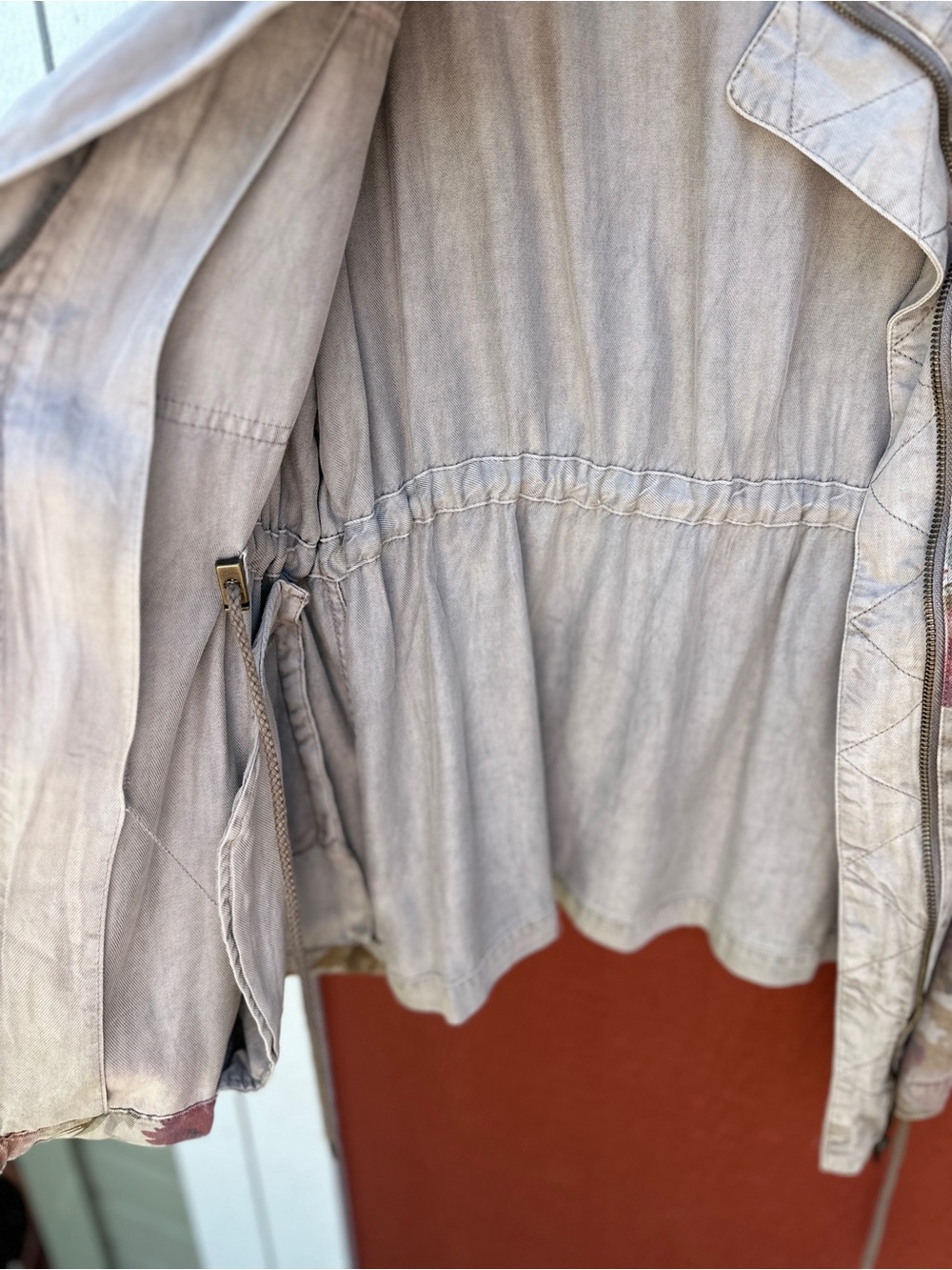 Sundance Floral Drawstring Utility Jacket - Taupe & Mauve - Picture 9 of 10